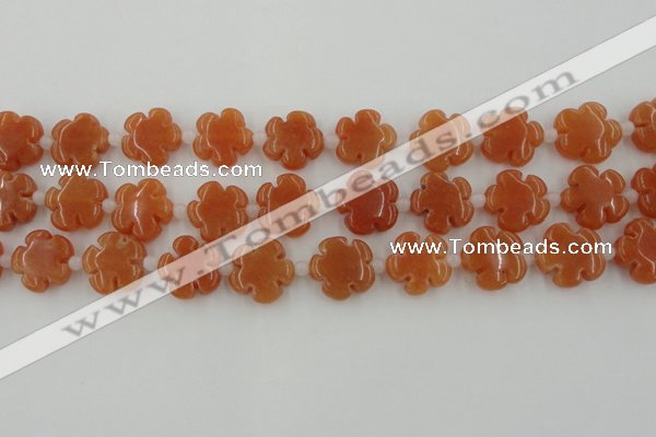 CFG1021 15.5 inches 16mm carved flower red aventurine beads