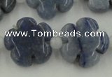 CFG1023 15.5 inches 16mm carved flower blue aventurine beads