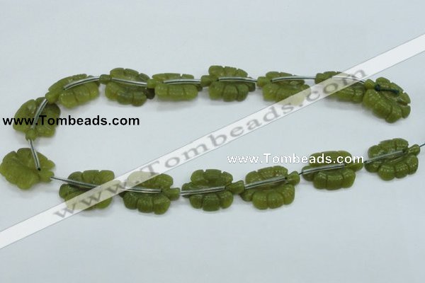 CFG11 15.5 inches 20*28mm carved leaf Korean jade beads