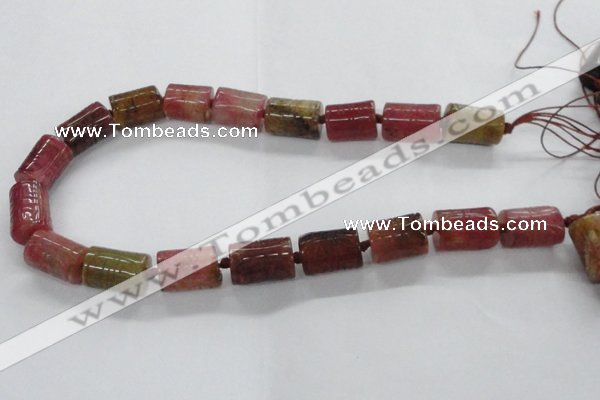 CFG1100 15.5 inches 15*20mm carved tube agate gemstone beads