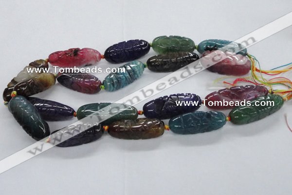 CFG1115 15.5 inches 12*35mm - 12*43mm carved rice agate beads