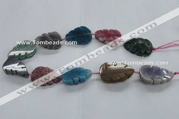 CFG1125 15.5 inches 25*35mm carved leaf agate gemstone beads