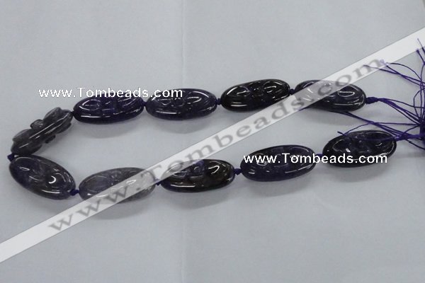 CFG1136 15.5 inches 20*40mm carved oval agate gemstone beads