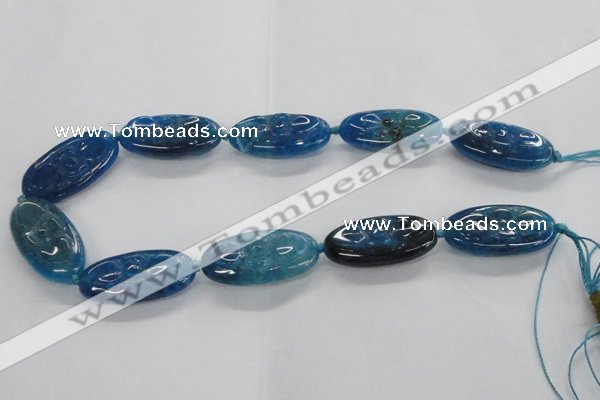 CFG1138 15.5 inches 20*40mm carved oval agate gemstone beads