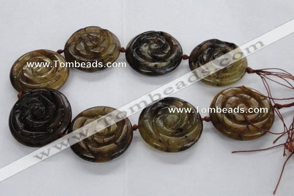 CFG1145 15.5 inches 45mm carved flower flower jade beads