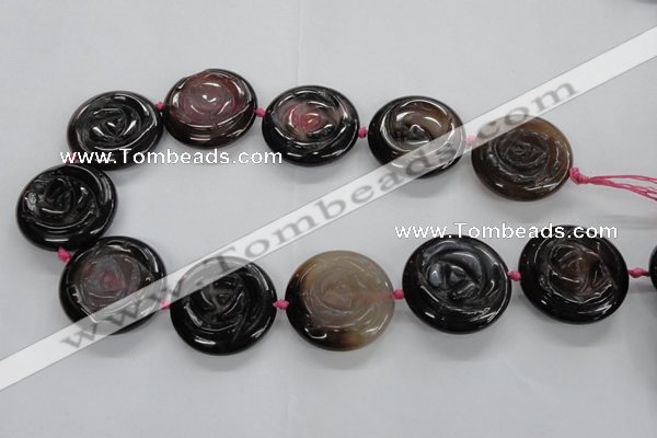 CFG1150 15.5 inches 35mm carved flower agate gemstone beads