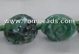CFG1166 15.5 inches 25mm carved flower plated agate gemstone beads