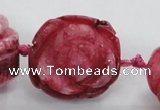 CFG1171 15.5 inches 35mm carved flower plated agate gemstone beads