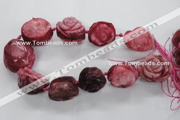 CFG1171 15.5 inches 35mm carved flower plated agate gemstone beads