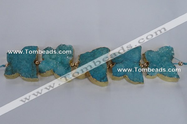 CFG1194 7.5 inches 40*45mm - 45*55mm butterfly druzy agate beads