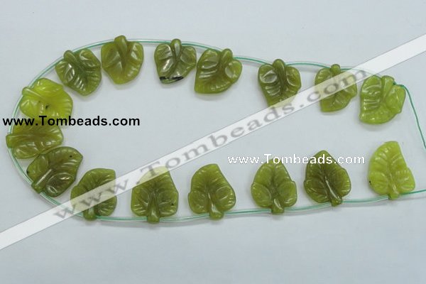 CFG12 15.5 inches 20*24mm carved leaf Korean jade beads