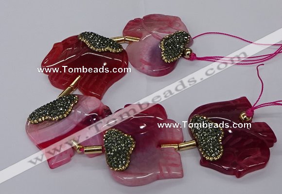CFG1220 7.5 inches 45*50mm elephant agate gemstone beads wholesale