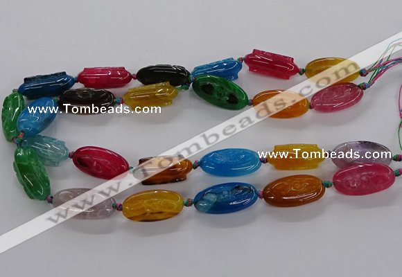 CFG1228 15.5 inches 15*30mm carved oval agate gemstone beads