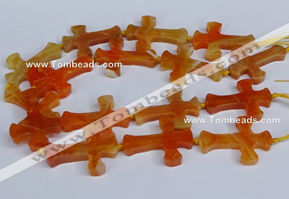 CFG1231 15.5 inches 32*45mm - 35*48mm cross dragon veins agate beads