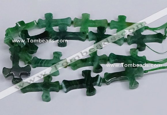 CFG1235 15.5 inches 32*45mm - 35*48mm cross dragon veins agate beads