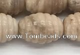 CFG1506 15.5 inches 15*20mm carved rice moonstone beads