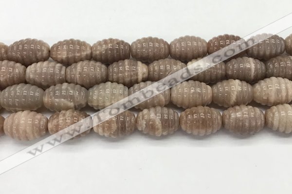 CFG1507 15.5 inches 15*20mm carved rice moonstone beads