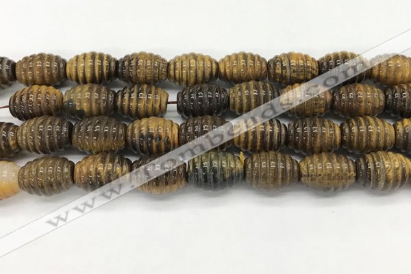 CFG1508 15.5 inches 15*20mm carved rice tiger eye beads