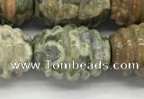 CFG1509 15.5 inches 15*20mm carved rice rhyolite gemstone beads