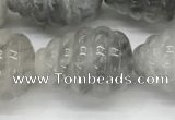 CFG1516 15.5 inches 15*20mm carved teardrop cloudy quartz beads