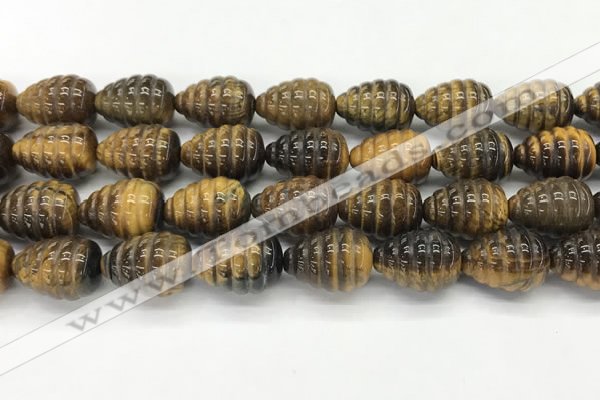 CFG1519 15.5 inches 15*20mm carved teardrop tiger eye beads