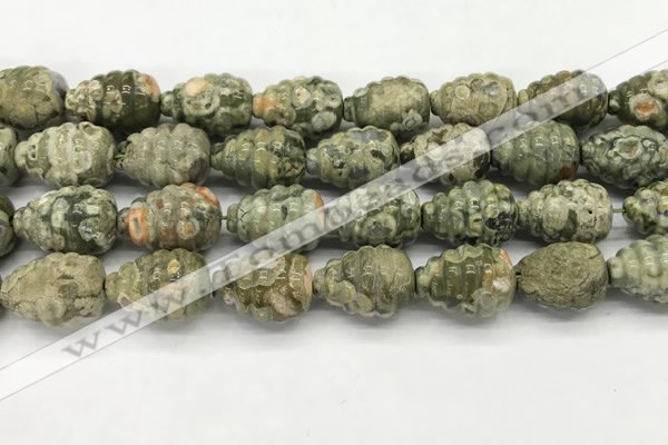 CFG1520 15.5 inches 15*20mm carved teardrop rhyolite gemstone beads