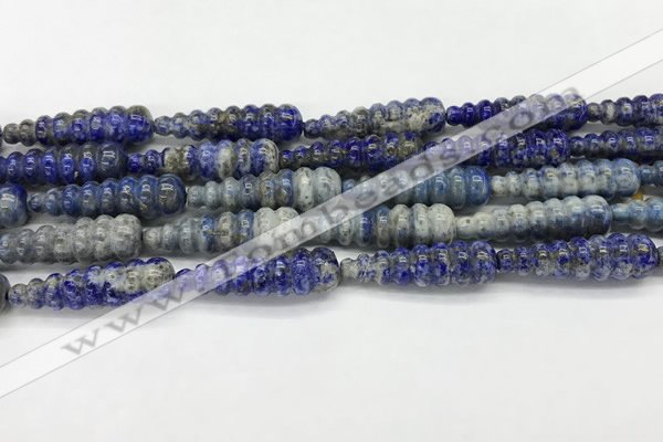 CFG1533 15.5 inches 10*35mm carved teardrop lapis lazuli beads