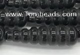 CFG1534 15.5 inches 10*35mm carved teardrop black agate beads