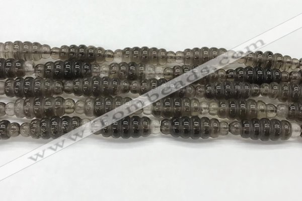 CFG1540 15.5 inches 10*30mm carved rice smoky quartz beads