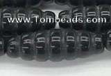 CFG1545 15.5 inches 10*30mm carved rice black agate beads