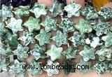 CFG1661 15 inches 14mm carved star Qinghai jade beads