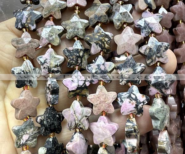 CFG1671 15 inches 14mm carved star rhodonite gemstone beads