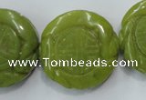 CFG203 15.5 inches 31mm carved coin Korean jade gemstone beads