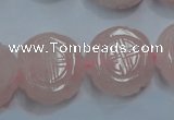 CFG205 15.5 inches 24mm carved coin rose quartz gemstone beads