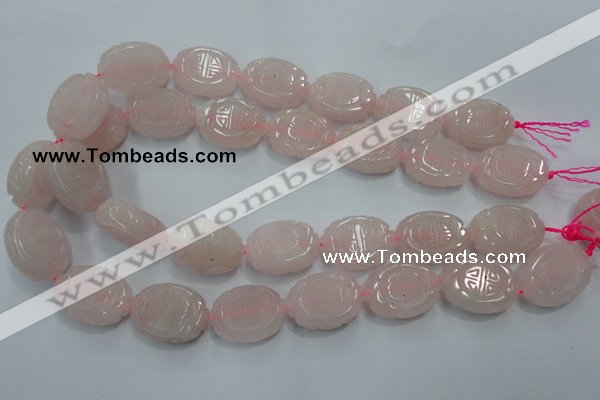 CFG206 15.5 inches 18*25mm carved oval rose quartz gemstone beads