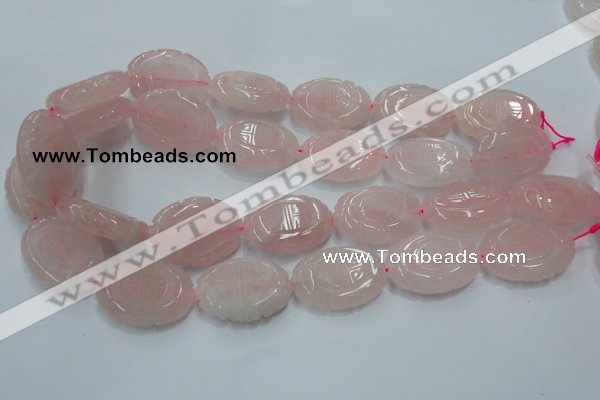 CFG207 15.5 inches 22*30mm carved oval rose quartz gemstone beads