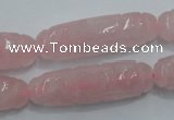 CFG208 15.5 inches 12*40mm carved rice rose quartz gemstone beads