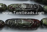 CFG210 15.5 inches 12*40mm carved rice dragon blood jasper beads