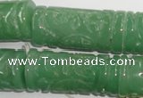 CFG213 15.5 inches 14*31mm carved column green aventurine jade beads