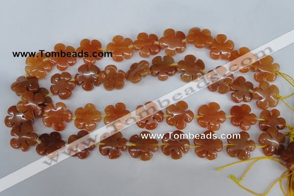 CFG216 15.5 inches 20mm carved flower red aventurine beads