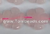 CFG219 15.5 inches 24mm carved flower rose quartz beads