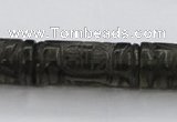 CFG223 15.5 inches 14*31mm carved column smoky quartz beads