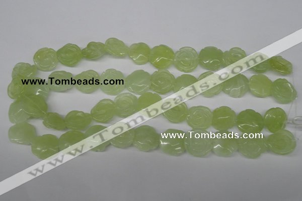 CFG234 15.5 inches 18mm carved flower New jade gemstone beads