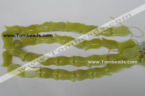 CFG240 15.5 inches 15*25mm carved flower olive jade gemstone beads