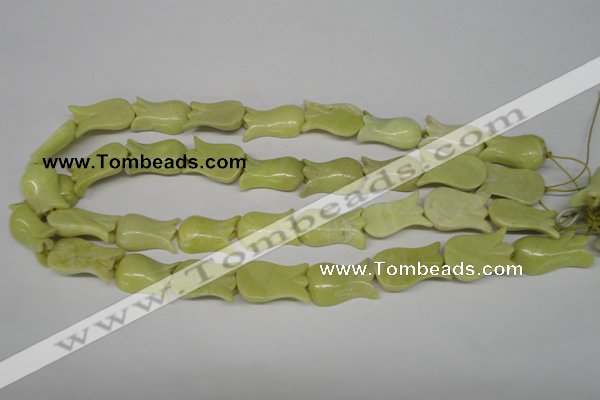 CFG241 15.5 inches 15*25mm carved flower lemon jade gemstone beads