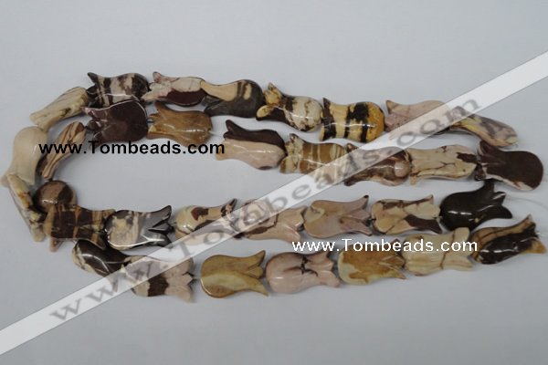 CFG243 15.5 inches 15*25mm carved flower zebra jasper beads