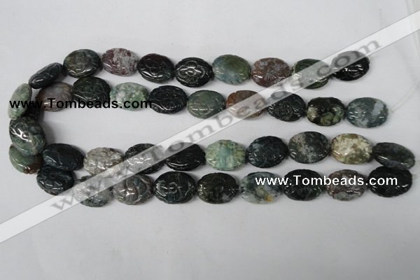 CFG246 15.5 inches 15*20mm carved oval Indian agate beads