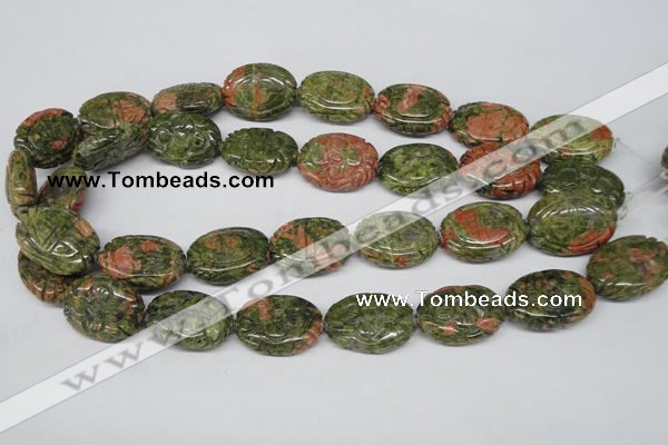 CFG248 15.5 inches 18*25mm carved oval unakite gemstone beads