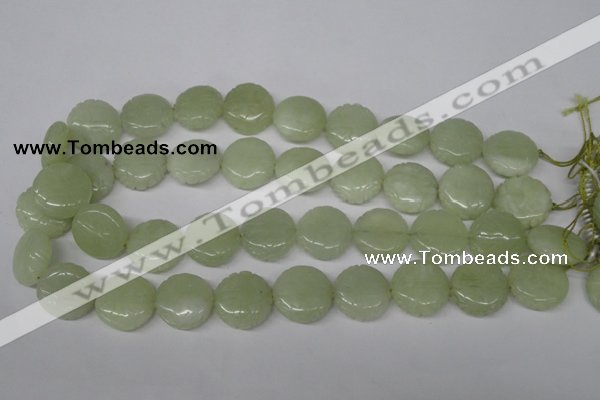 CFG250 15.5 inches 20mm carved coin New jade gemstone beads