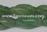 CFG252 15.5 inches 15*30mm carved rice green aventurine beads